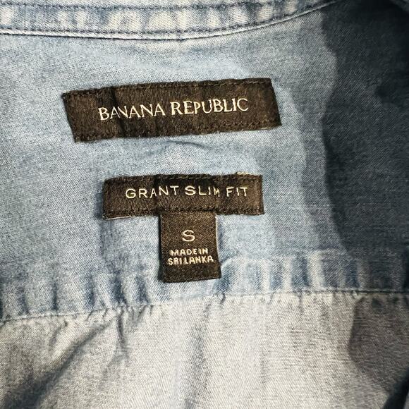 BANANA REPUBLIC Blue Button Up Shirt Grant Slim Fit Women Size S Long Sleeve - Picture 4 of 4